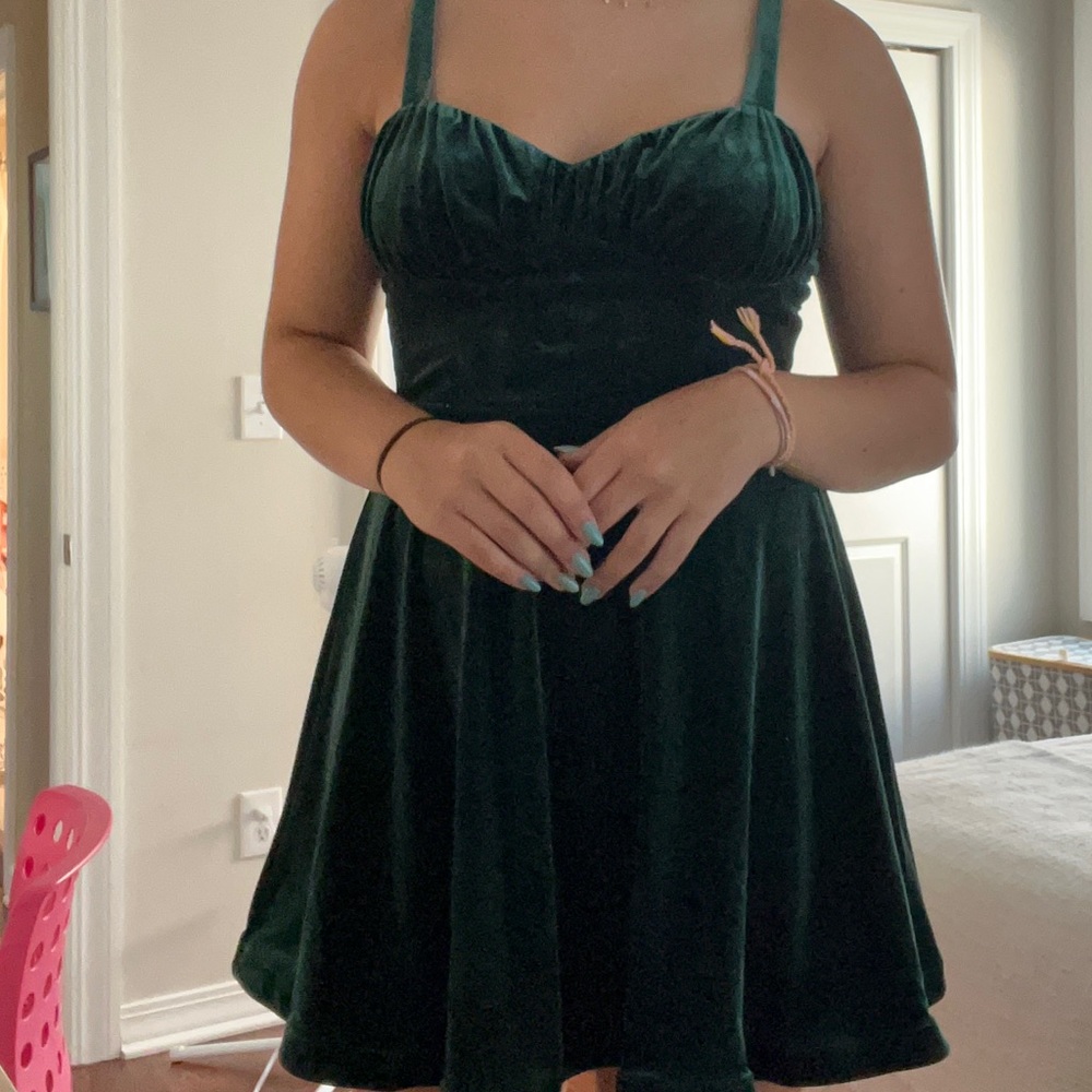 Dark Green Velvet Short Dress- Size 11